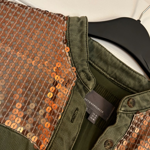 Anthropologie Utility Sequin Top - Picture 2 of 3